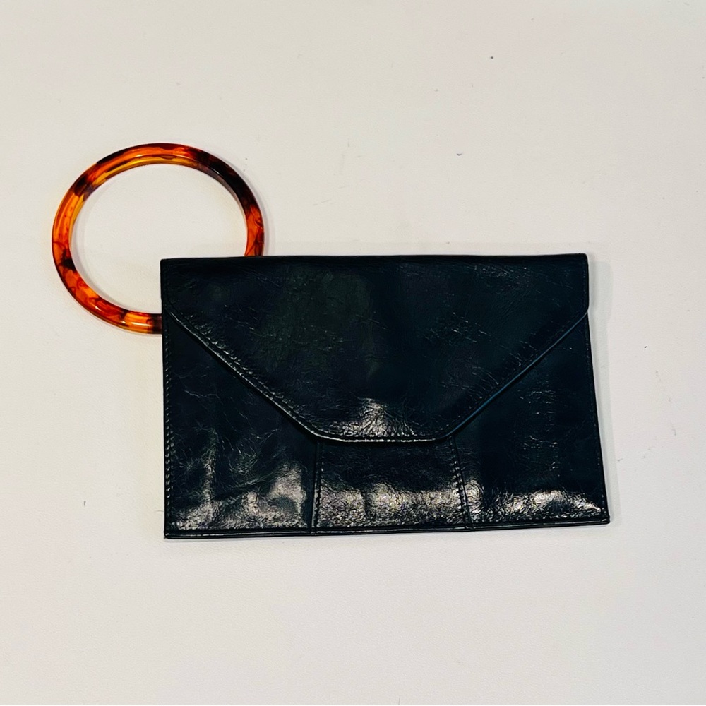 HOBO Black Wallet with Tortoiseshell Handle
